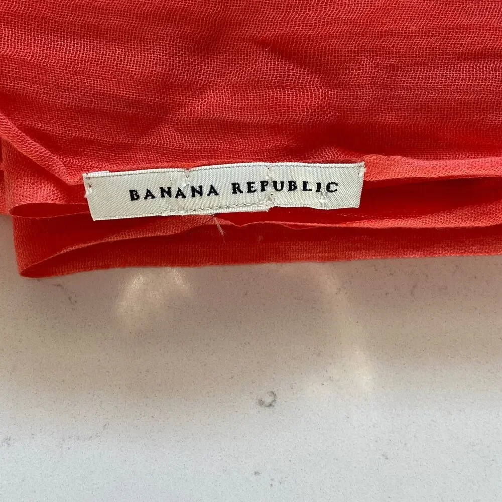 Banana Republic Salmon/Coral Polka Dots‎ on Ivory Long Fringed Scarf